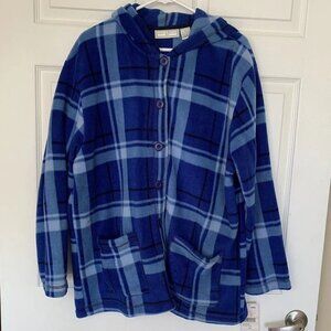 Vintage 90s Studio Works & Co Woman 2X Blue Plaid Fleece Jacket New
